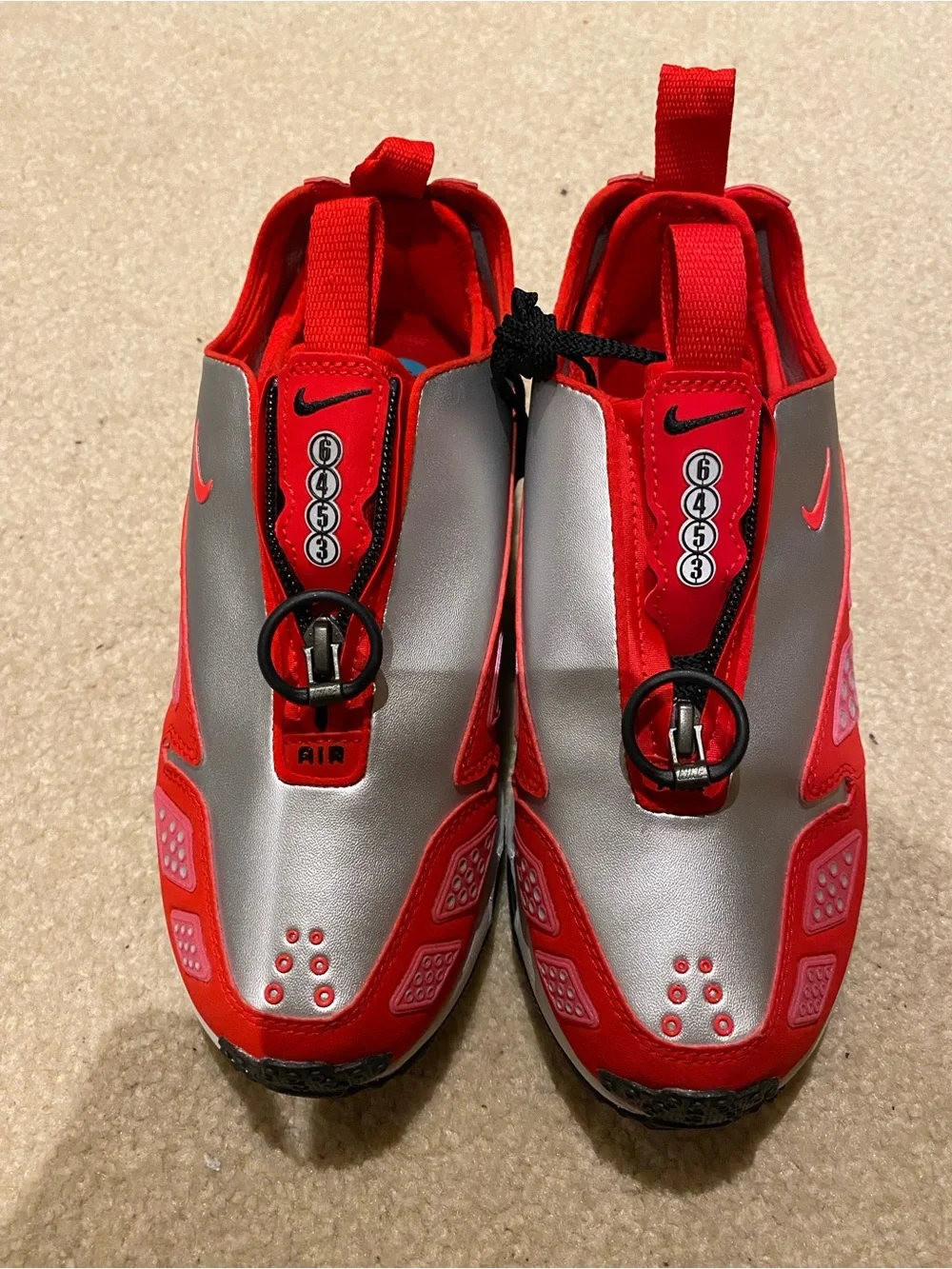 Nike Kids Red and Silver Slip-On Athletic Sneakers